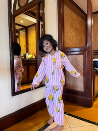 Pink Lemon Stripes Night suit