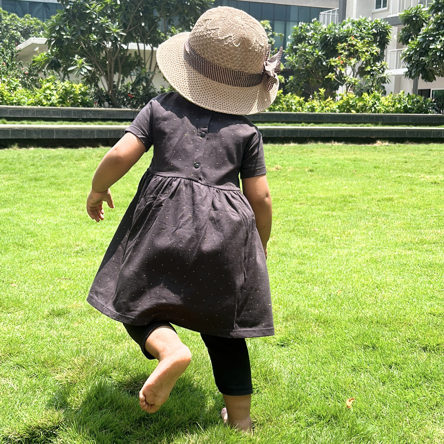 Patterned Black cotton dress