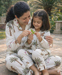 White Jungle daughter/son twinning sets