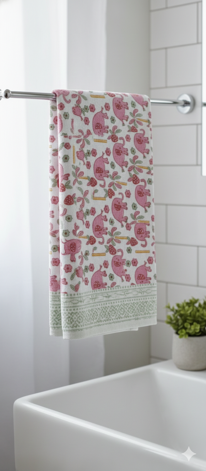 Pink Jungle: Kids Waffle Towels