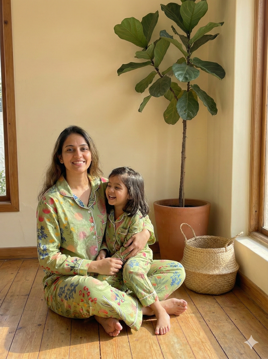 Green Jungle daughter/son twinning sets