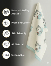 Handprinted towel Organic Cotton Waffle Print