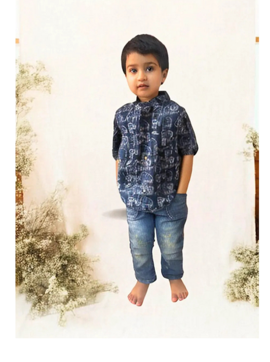 Boys Pure cotton Shirt Indigo Blue