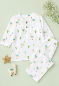 White Llama Dreams Cotton Pajama Set