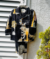 Handcrafted Black Jungle Palm Tree Night Suits