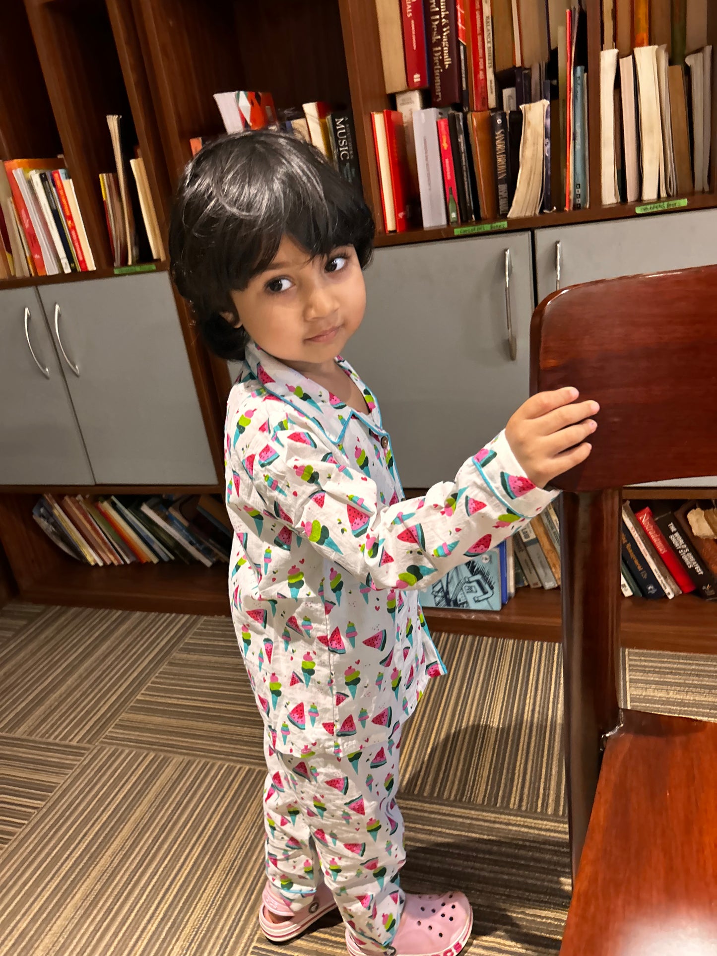 Icecream Multicolor Print Night Suit- Full Sleeve