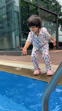 Icecream Multicolor Print Night Suit- Full Sleeve