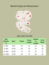 GOTS certified organic Muslin unisex Pajama set for Babies| Fruit