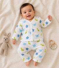 GOTS certified organic Muslin unisex Pajama set for Babies|Starfish