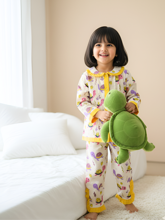 Handcrafted Turtle Stripes Animal Print Night Dress