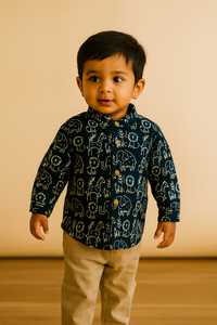 Boys Pure cotton Shirt Indigo Blue