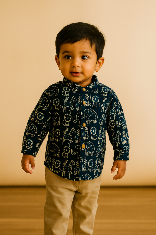 Boys Pure cotton Shirt Indigo Blue