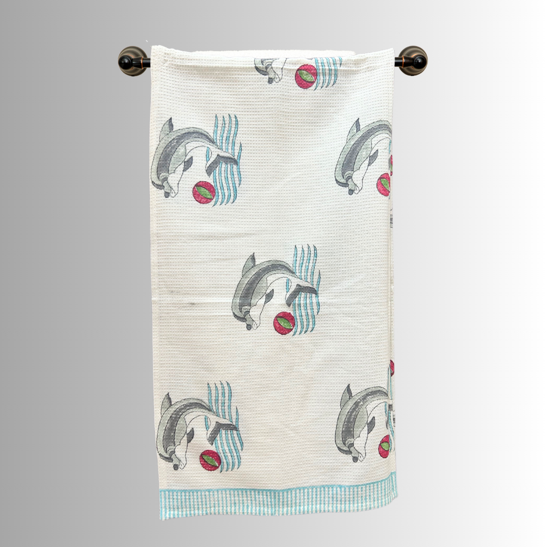 Ocean Dreams: Dolphin Print Kids Waffle Towels