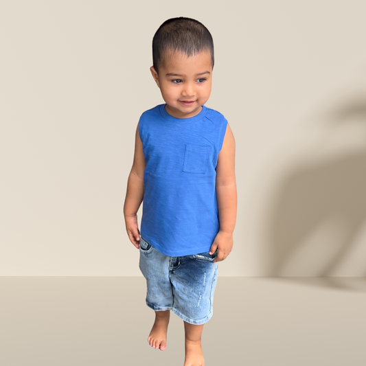 100 % cotton Vest Tee with pocket