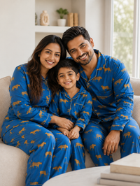 Blue Panther Family Twinning Pajama Set – 100% Pure Cotton