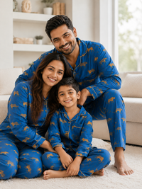 Blue Panther Family Twinning Pajama Set – 100% Pure Cotton