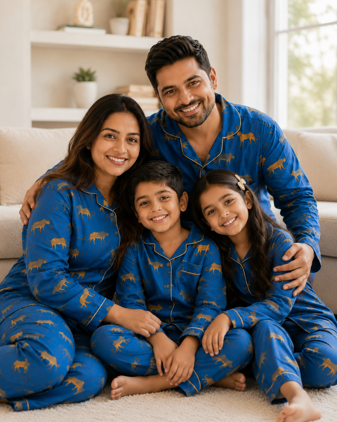Blue Panther Family Twinning Pajama Set – 100% Pure Cotton