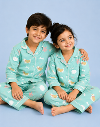 Sky Blue Puppy Parade Cotton Pajama Set