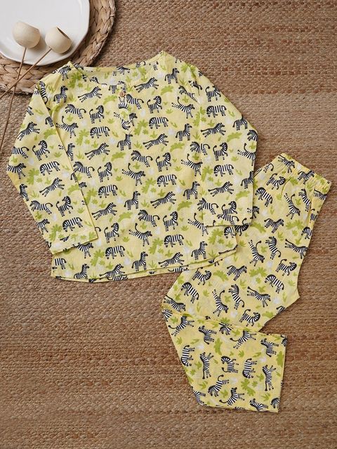 Yellow Zebra print Casual Kurta Pajama