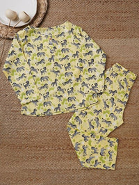 Yellow Zebra print Casual Kurta Pajama