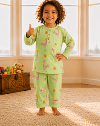 Green Flamingo Fiesta Cotton Pajama Set