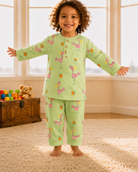 Green Flamingo Fiesta Cotton Pajama Set