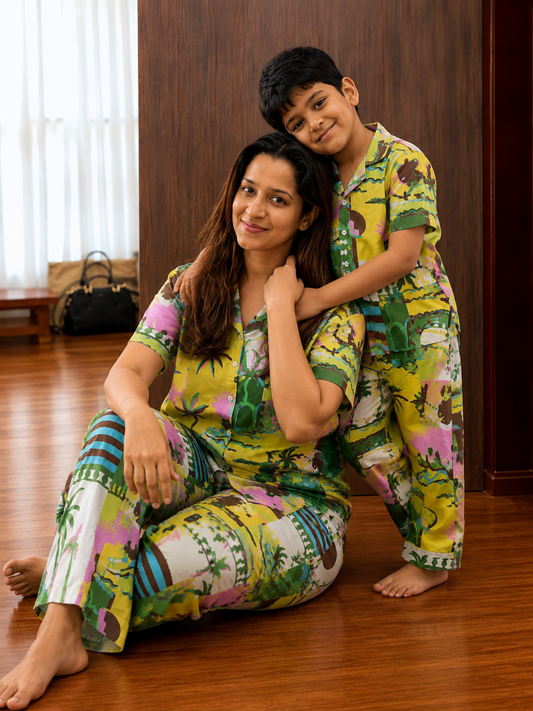 Green Island Slumber daughter/son twinning sets-Pure Cotton