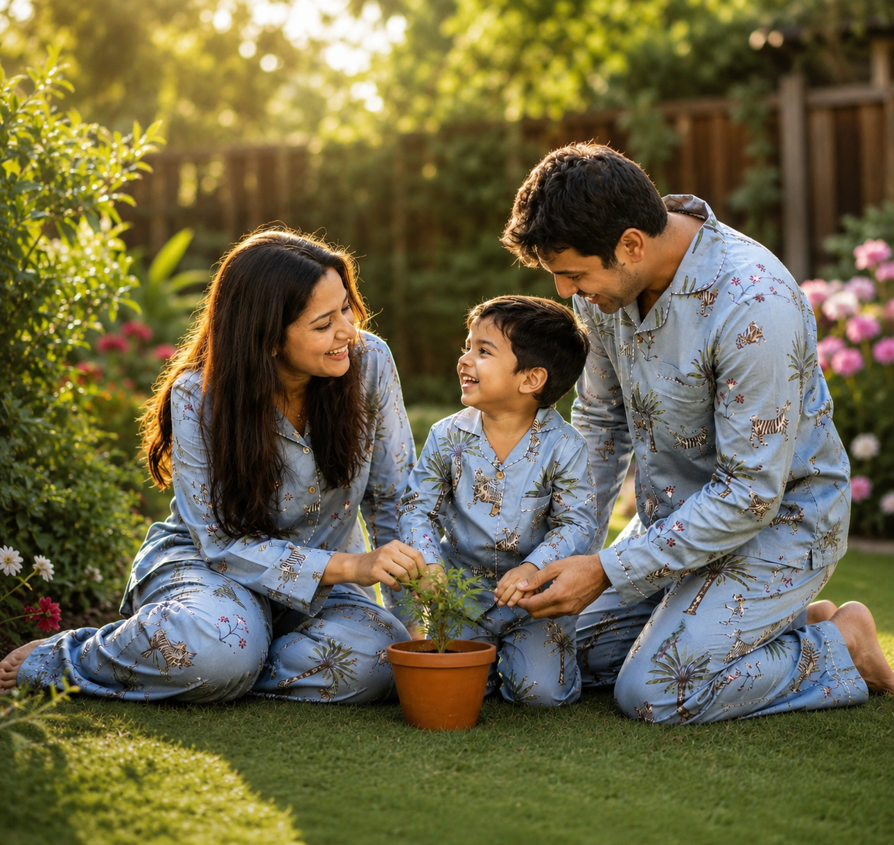 Grey Jungle Family Twinning Pajama Set