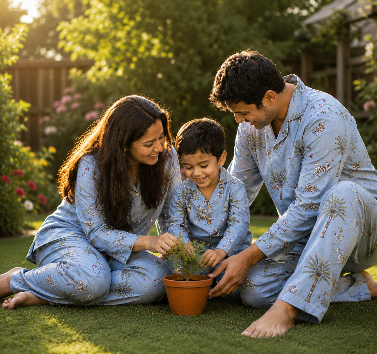 Grey Jungle Family Twinning Pajama Set