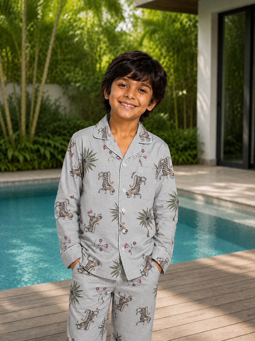 The Grey Jungle Kids pajama set