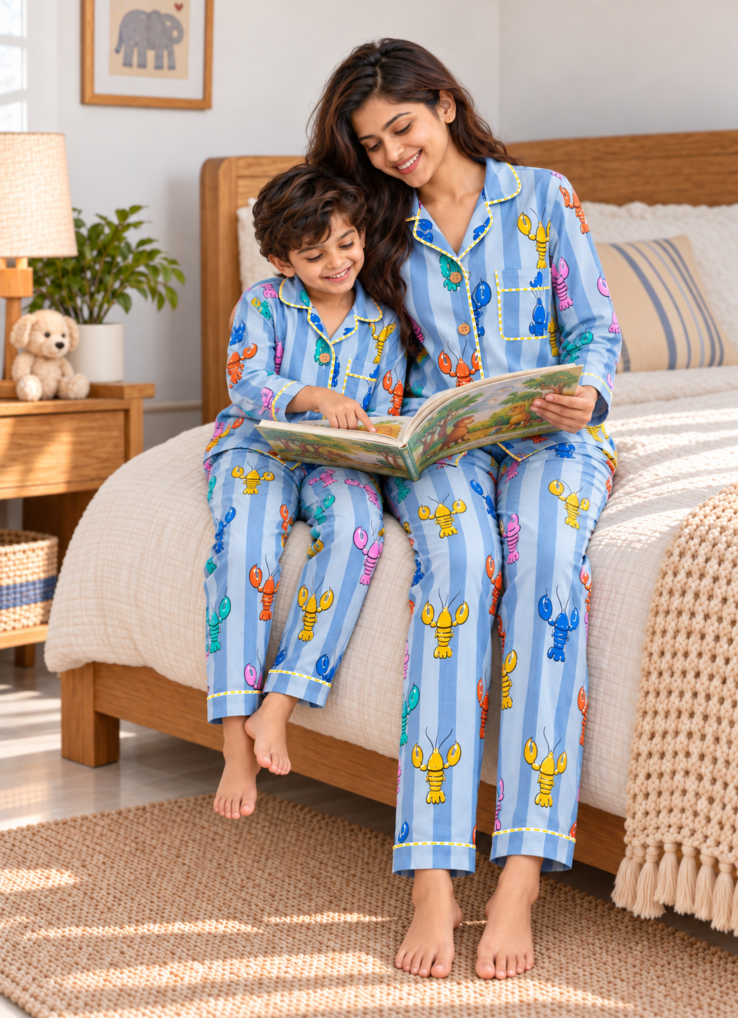 The Grey Lobster print Night Suit twinning sets