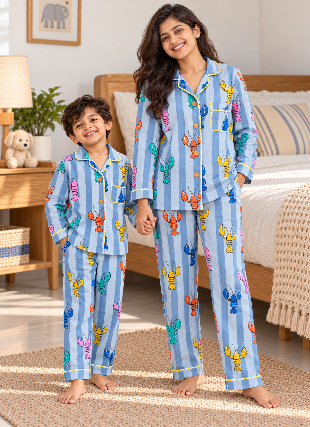 The Grey Lobster print Night Suit twinning sets