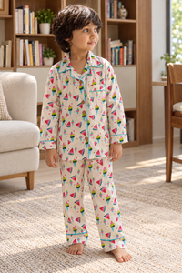 Icecream Multicolor Print Night Suit- Full Sleeve