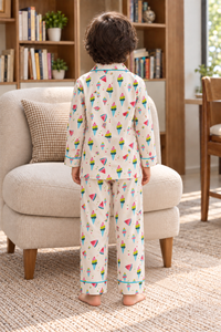 Icecream Multicolor Print Night Suit- Full Sleeve
