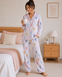 Pink Lobster Cotton Nightwear for Women – Relaxed Fit Pajama Set