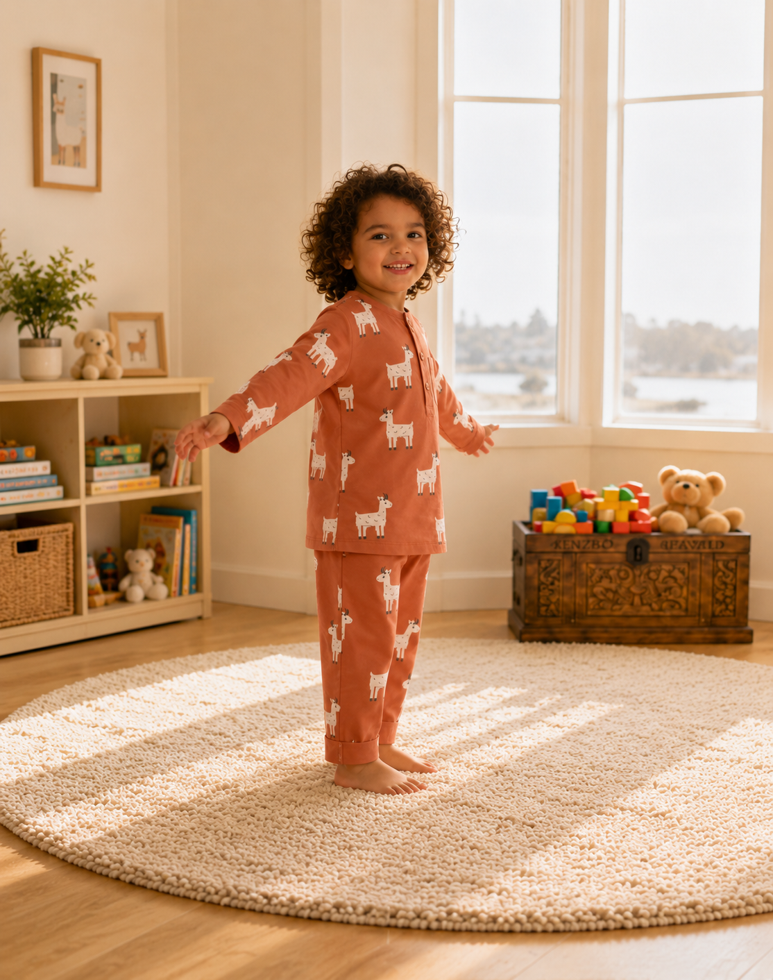Orange Meh Goat Cotton Pajama Set