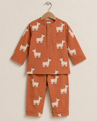 Orange Meh Goat Cotton Pajama Set