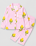 Pink Lemon Stripes Night suit