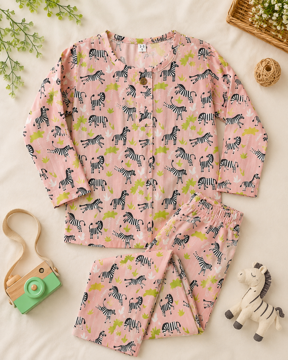 Pink Zebra Print Casual Kurta Pajama