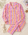 Rainbow heart stripes cotton Night suit