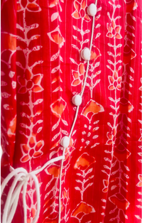 Handblock Print  side tie- Boys Ethnic Red Kurta pajama set