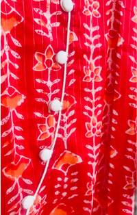 Handblock Print  side tie- Boys Ethnic Red Kurta pajama set