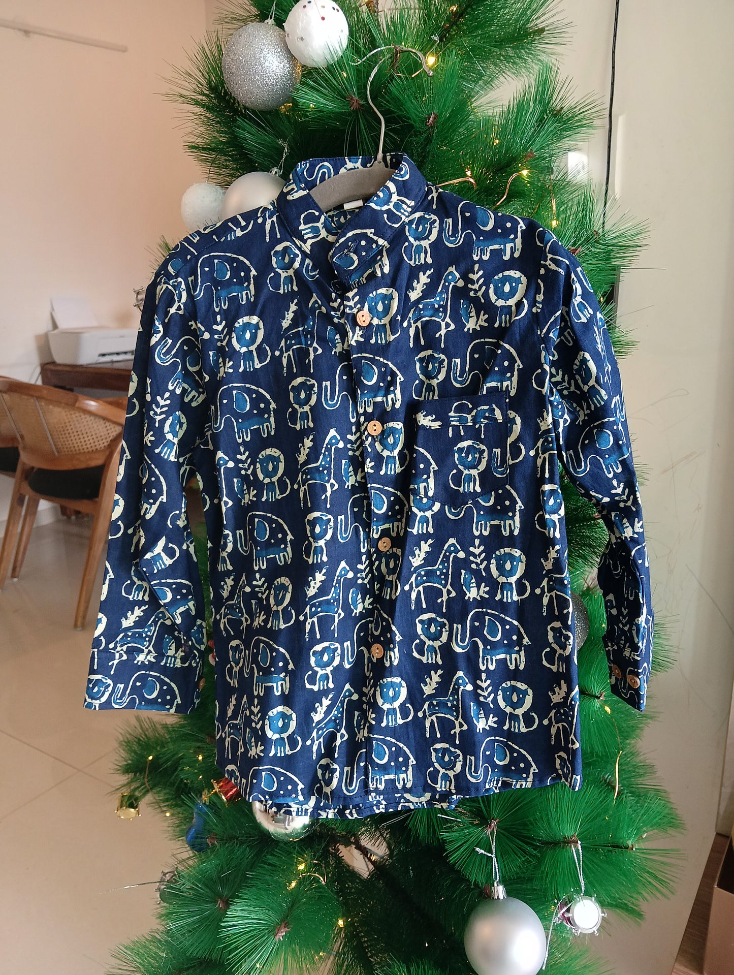 Ethnic blue shirt with bottoms