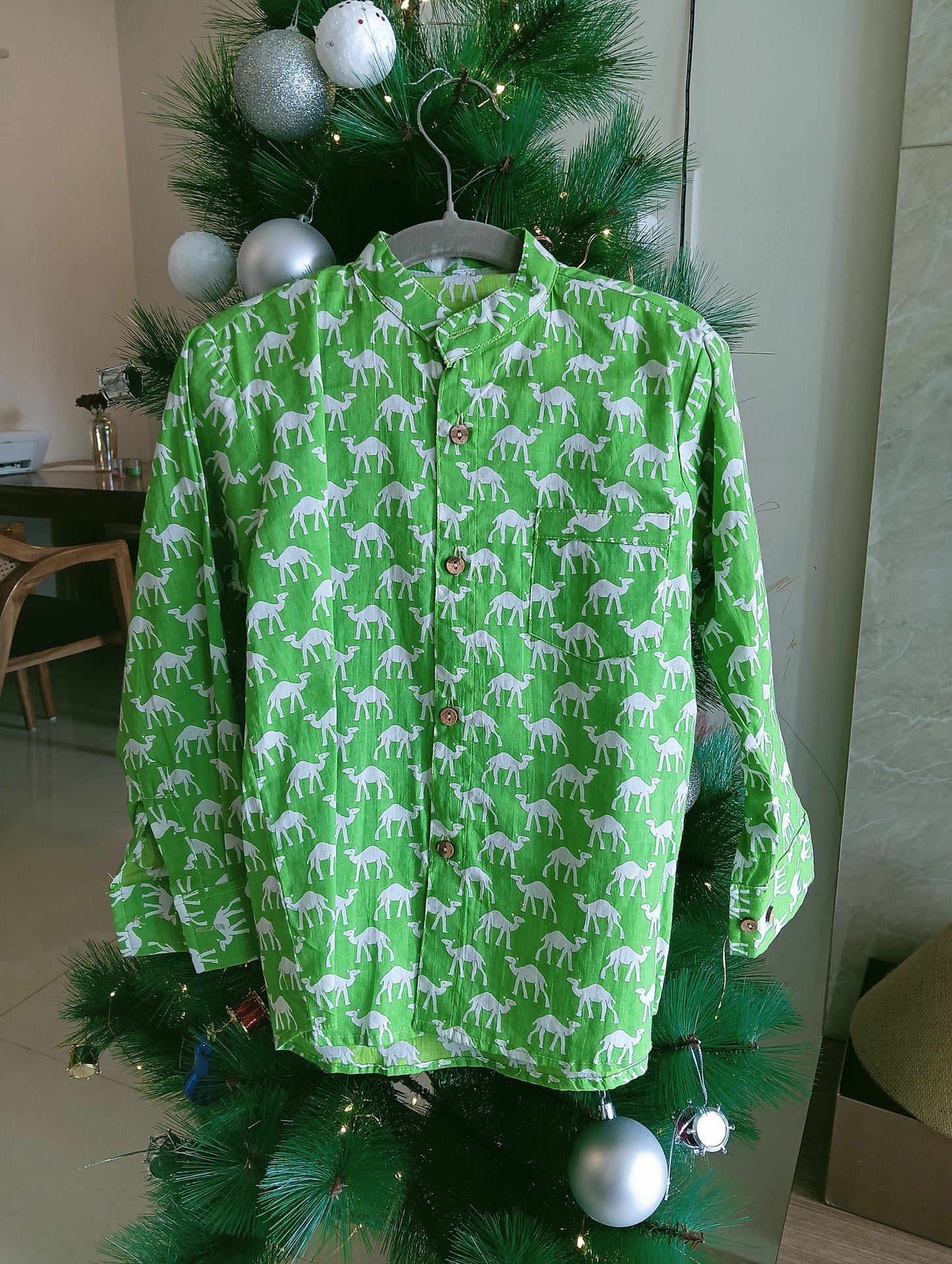 Boys Pure Cotton Shirt Green