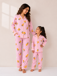 Pink Lemon Bliss Night Suit twinning sets