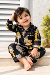Handcrafted Black Jungle twinning Night Suits