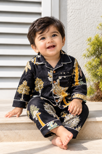 Handcrafted Black Jungle twinning Night Suits