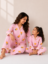 Pink Lemon Bliss Night Suit twinning sets