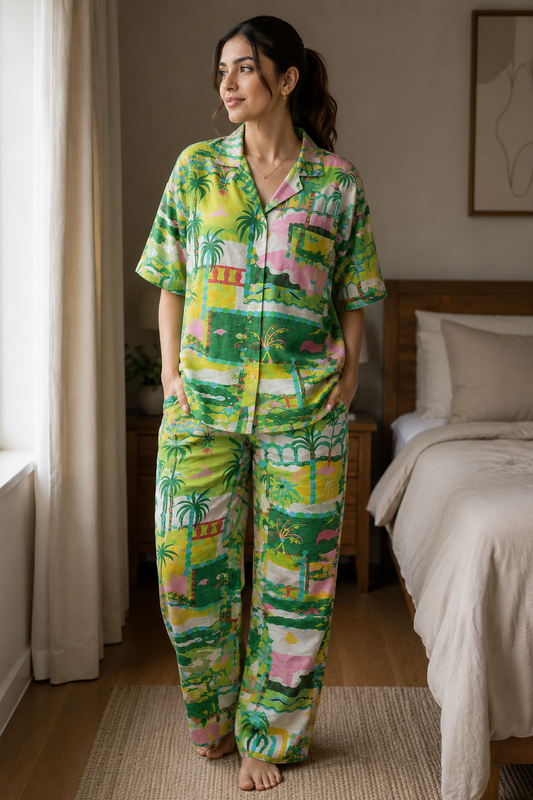 Green Island Slumber daughter/son twinning sets-Pure Cotton