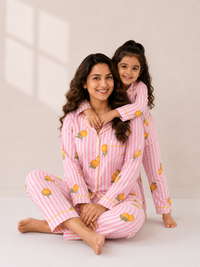 Pink Lemon Bliss Night Suit twinning sets